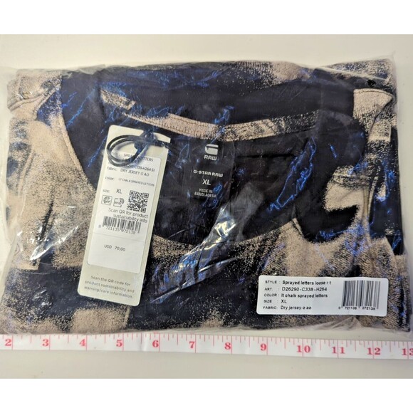 G-Star Raw T-Shirt, Mens XL, G-Star Light Chalk Sprayed Letters Crewneck T-Shirt - Picture 9 of 15